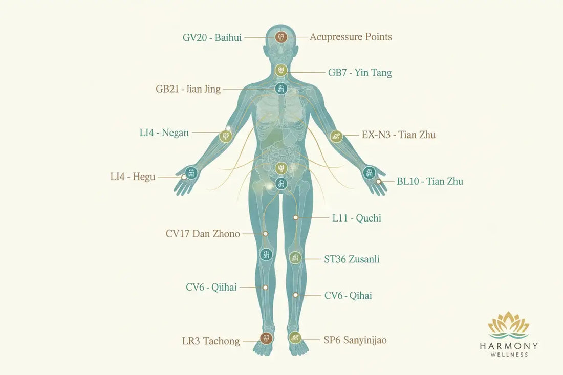 Points d'acupression et douleur : carte des points essentiels et techniques
